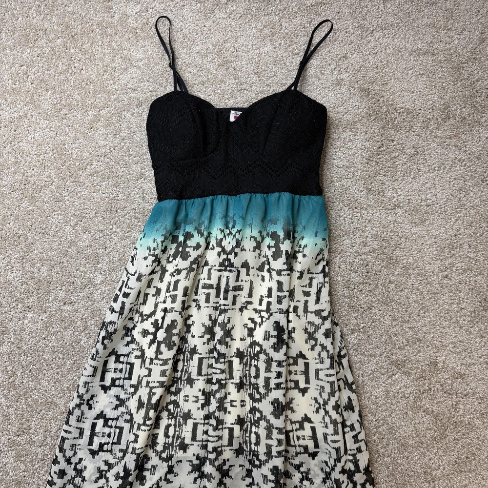 Y2K Three Pink Hearts Dress Juniors Small Multicolor Geometric Sweetheart Maxi